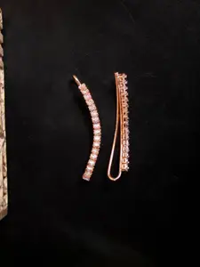AccessHer Rose Gold-Plated AD Studded Contemporary Ear Cuff Earrings