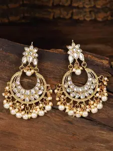 LIVE EVIL Gold-Plated & White Crescent Shaped Chandbalis