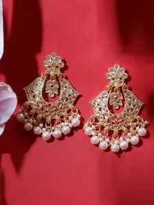 LIVE EVIL Gold-Plated & White Contemporary Drop Earrings