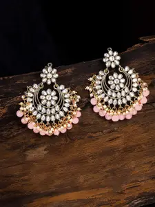 LIVE EVIL Gold-Plated White & Pink Crescent Shaped Chandbalis