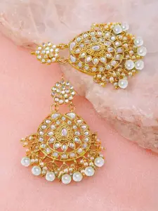 LIVE EVIL Gold-Plated & White Oval Drop Earrings