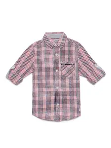 UNDER FOURTEEN ONLY Boys Pink Checked Casual Shirt