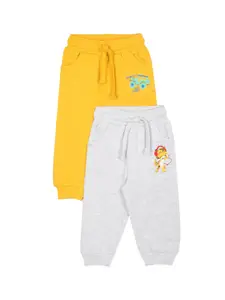Donuts Boys Pack Of 2 Grey & Yellow Mid Rise Drawstring Waist Joggers