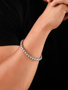 The Roadster Lifestyle Co Men Silver-Toned Handcrafted Silver-Plated Link Bracelet