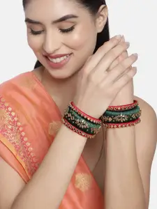 Peora Set of 6 Gold-Plated Kundan-Studded Silk Thread Bangles