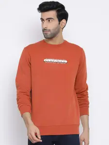 Richlook Men Rust Printed Sweatshirt
