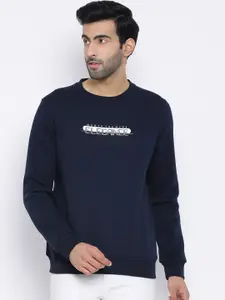 Richlook Men Navy Blue Printed Sweatshirt