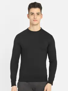 DYCA Men Black Solid Knitted Sweatshirt