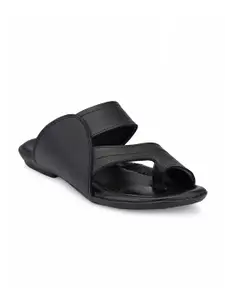 RL Rocklin Men Black Leather Comfort Sandals