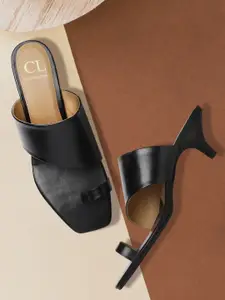 Carlton London Women Black Solid One Toe Kitten Heels