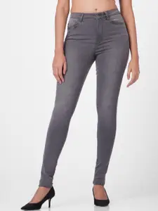 ONLY Women Grey Skinny Fit Mid-Rise Jeans