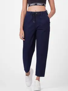 ONLY Women Navy Blue Relaxed Fit High-Rise Cropped Jeans