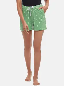 Dreamz by Pantaloons Women Green Printed Pure Cotton Lounge Shorts