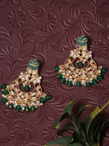 LIVE EVIL Gold-Plated White & Green Floral Drop Earrings