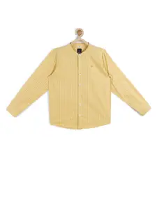 Allen Solly Junior Boys Yellow Slim Fit Checked Casual Shirt