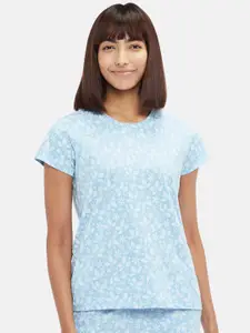 Dreamz by Pantaloons Women Blue Printed Lounge T-shirt