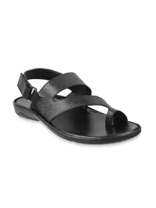 Mochi Men Black Leather Comfort Sandals