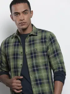 The Indian Garage Co Men Navy Blue Checked Casual Shirt