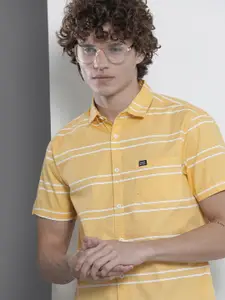 The Indian Garage Co Men Yellow Horizontal Stripes Striped Casual Shirt