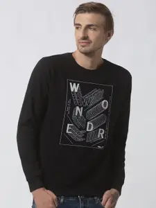 Status Quo Men Black Printed Sweatshirt