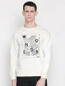 Status Quo Men Off White Printed Sweatshirt