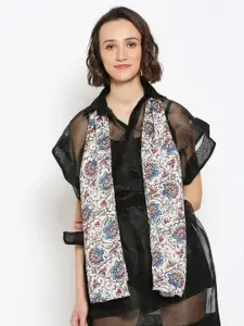 Dupatta Bazaar Women Beige Floral Printed Satin Scarves