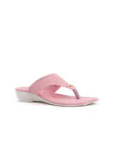 Khadims Girls Pink Open Toe Flats with Laser Cuts