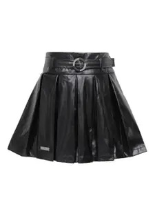 Hunny Bunny Girls Black A-Line Box Pleated Skirt