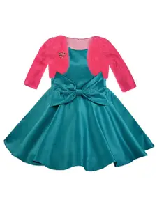 Wish Karo Girls Pink Satin Dress With Jacket
