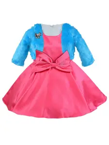 Wish Karo Pink Satin Dress With Jacket