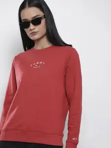 Tommy Hilfiger Women & White Red Printed Sweatshirt