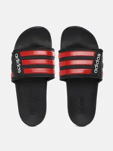 ADIDAS Men Black & Red Striped Adilette Comfort ADJ Sliders