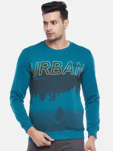 Urban Ranger by pantaloons Men Teal Printed Sweatshirt