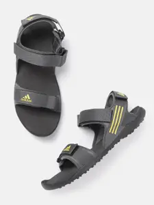 ADIDAS Men Charcoal Grey Solid Mechan Sports Sandals