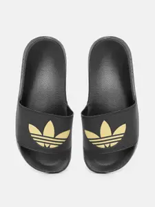 ADIDAS Originals Women Black Gold-Toned Adilette Lite Sliders