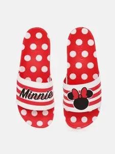 ADIDAS Women White & Red Minnie Mouse Printed Adilette Comfort Sliders