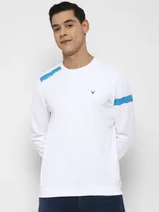 Allen Solly Sport Men White & Blue Solid Sweatshirt