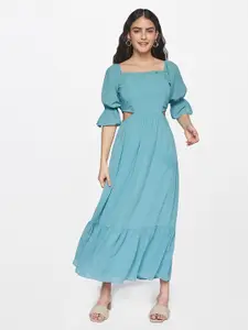 AND Teal Solid A-Line Maxi Dress