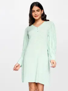 AND Women Green Printed A-Line Dress