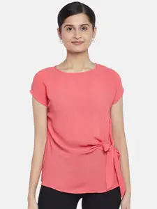 Annabelle by Pantaloons Pink Top With Tie-Up Detail