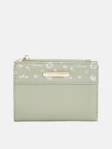 Forever Glam by Pantaloons Women Green & White Zip Around Wallet