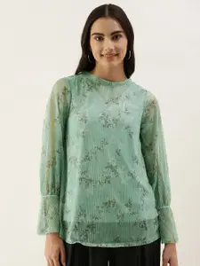 AND Green Floral Print Top