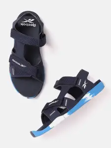 Reebok Men Navy Blue & White Brand Logo Sports Sandals