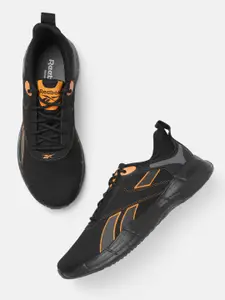 Reebok Men Black & Orange Woven Design Memory Foam Callisto Running Shoes