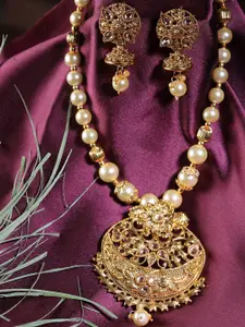 LIVE EVIL Gold-Toned Gold-Plated Kundan Stone Necklace