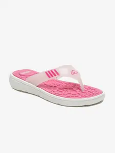 Adda Women Pink & White Rubber Thong Flip-Flops