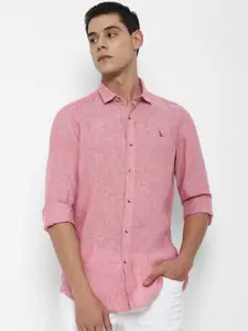 SIMON CARTER LONDON Men Pink Linen Slim Fit Casual Shirt