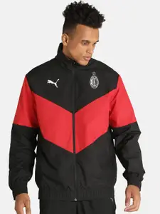 Puma Men Black & Red AC Milan Prematch Woven Football Jacket