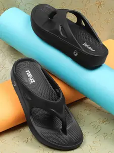 NEOZ Women Black Solid Thong Flip-Flops