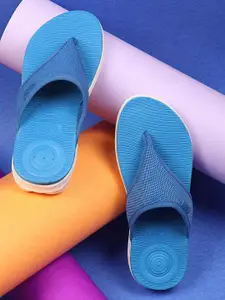 NEOZ Women Blue Rubber Thong Flip-Flops